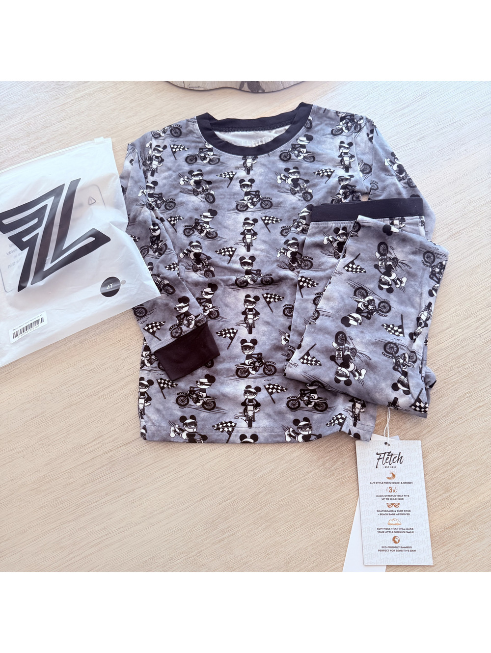 Fletch NIB mickey mouse skater two piece bamboo pajamas